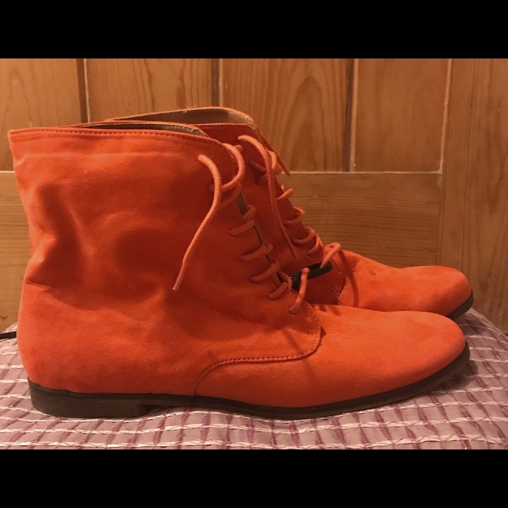 women's size 9 orange vegan ankle boots